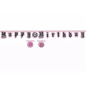 Super Stylish Pink Zebra‎ 13th Or 16th Birthday Party Decoration Jointed Banner